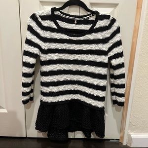 Anthropologie Knitted & Knotted striped peplum 3/4 length sleeve sweater